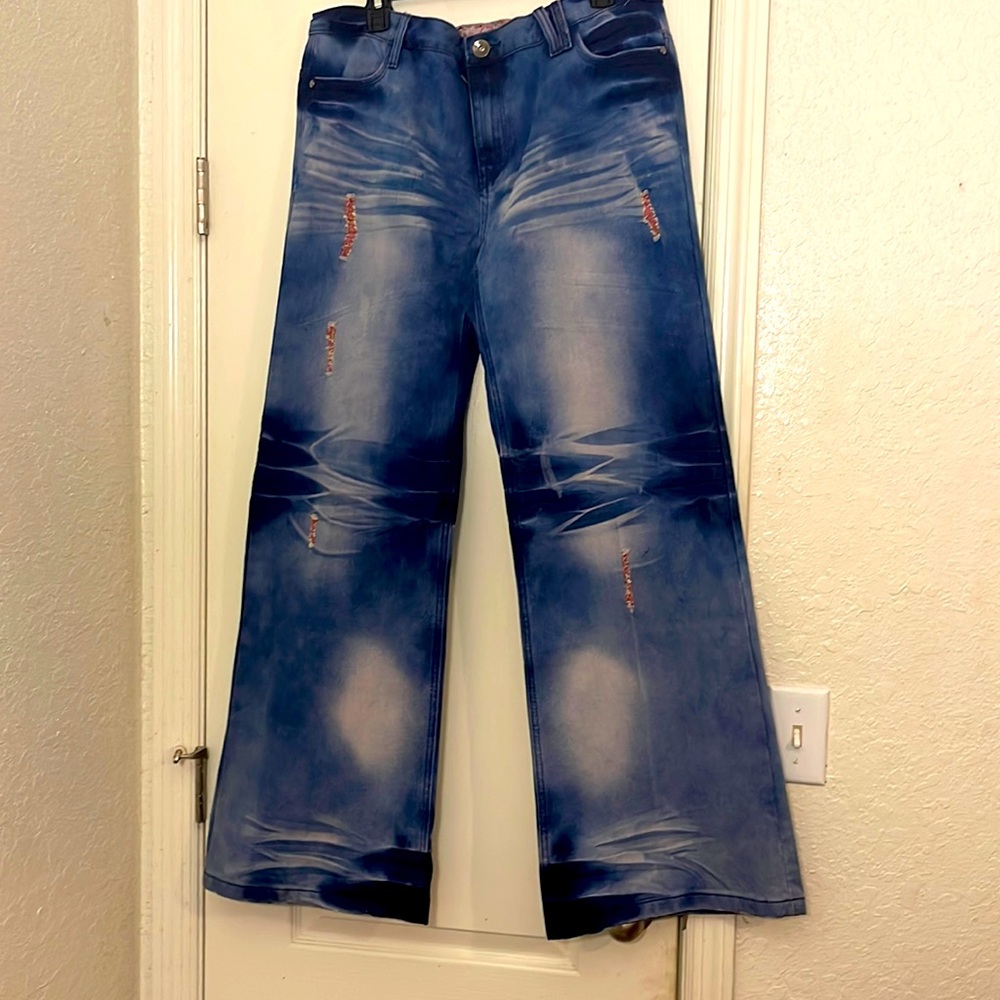 Acid Wash Size 16 Wide Leg Jean